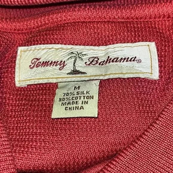 Tommy Bahama Men’s Red Casual Silk Cotton Blend‎ Polo Shirt Medium - Picture 4 of 5